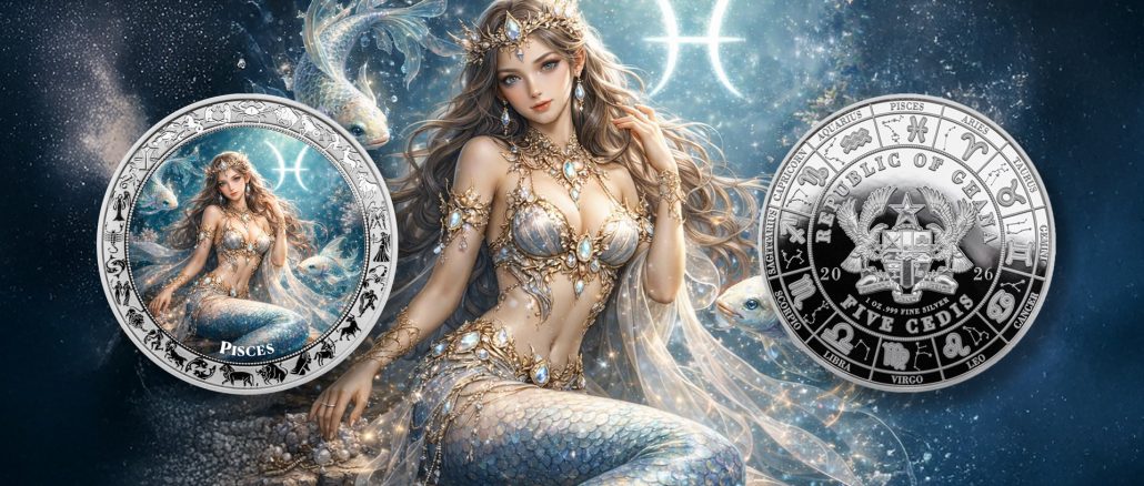 Aquarius - Goddesses Zodiac Series series coin collection - Ghana 1oz pure silver coin