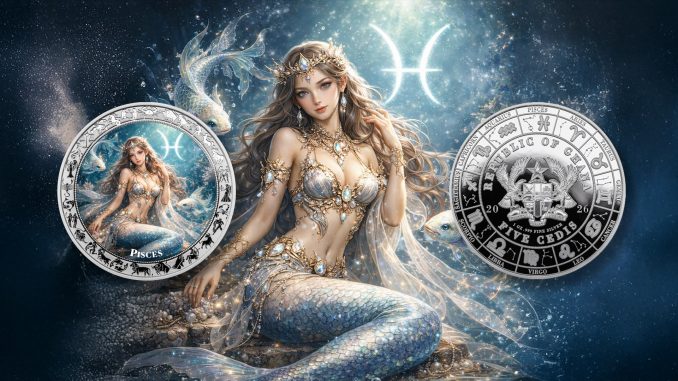 Aquarius - Goddesses Zodiac Series series coin collection - Ghana 1oz pure silver coin