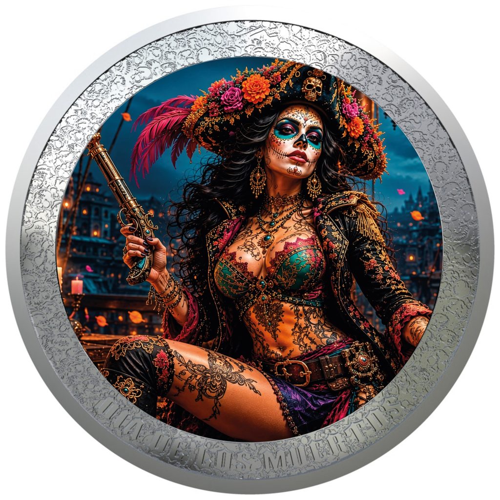 Pirate Queen - Dia De Los Muertos series - 2026 Gibraltar 1 Pound - 1oz pure silver coin POPCOINS