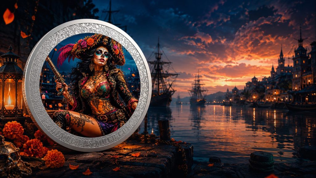 Pirate Queen - Dia De Los Muertos series - 2026 Gibraltar 1 Pound - 1oz pure silver coin POPCOINS