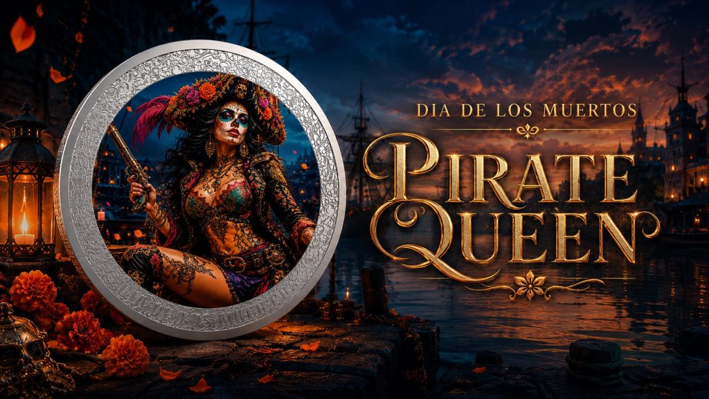 Pirate Queen - Dia De Los Muertos series - 2026 Gibraltar 1 Pound - 1oz pure silver coin POPCOINS