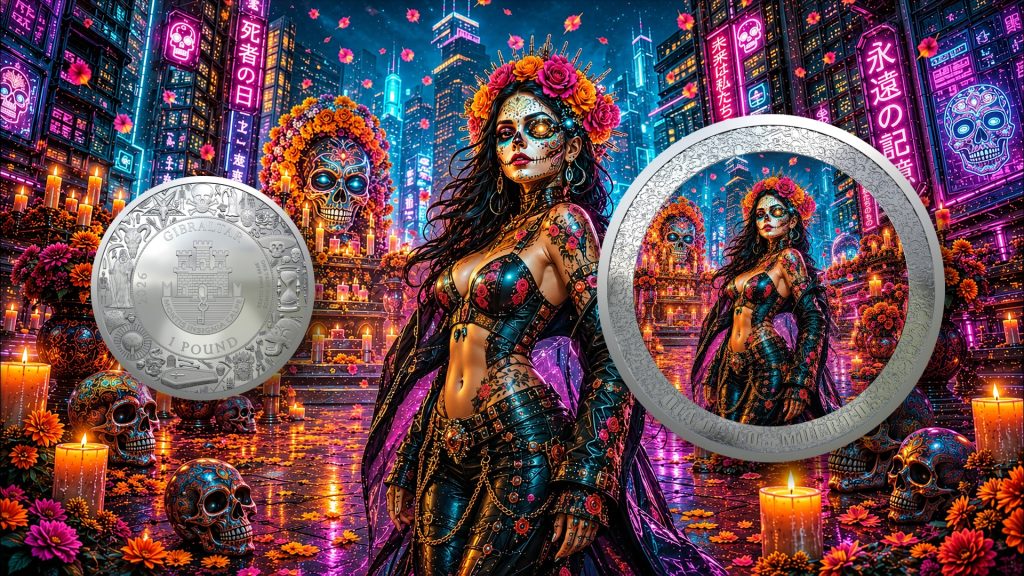 Afterlife 2099 - Dia De Los Muertos series - 2026 Gibraltar 1 Pound - 1oz pure silver coin POPCOINS