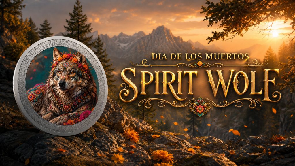 Spirit Wolf - Dia De Los Muertos series - 2026 Gibraltar 1 Pound - 1oz pure silver coin POPCOINS