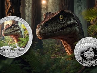 Velociraptor - Jurassic Life Dinosaurs - Liberia 1oz pure silver coin