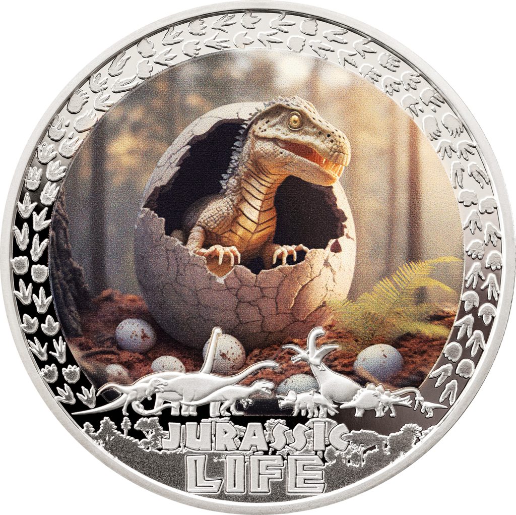 T-Rex Hatchling - Jurassic Life Dinosaurs - Liberia 1oz pure silver coin