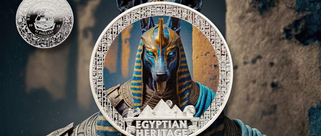 Anubis - Egyptian Heritage coin collection - Liberia 2oz pure silver coin