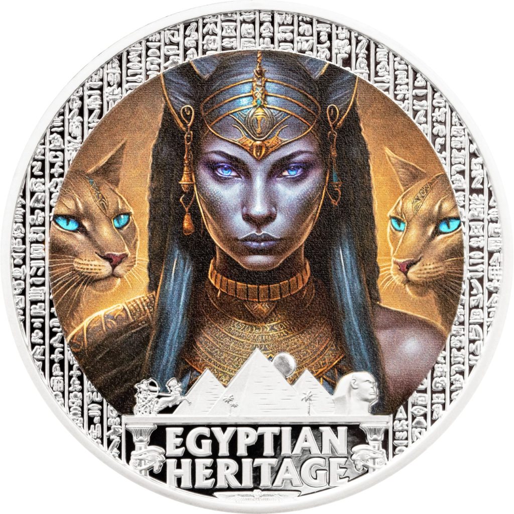Bastet - Egyptian Heritage coin collection - Liberia 1oz pure silver coin