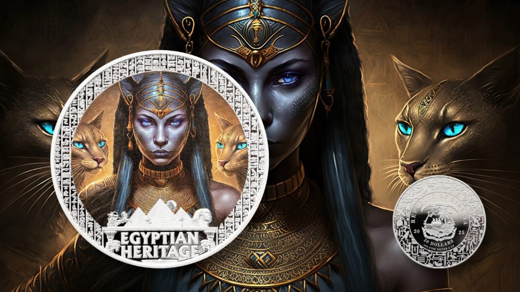 Bastet - Egyptian Heritage coin collection - Liberia 2oz pure silver coin