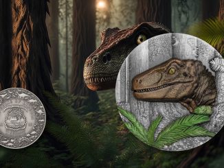 Velociraptor UHR Antiqued - Jurassic Life Dinosaurs - Liberia 2oz pure silver coin