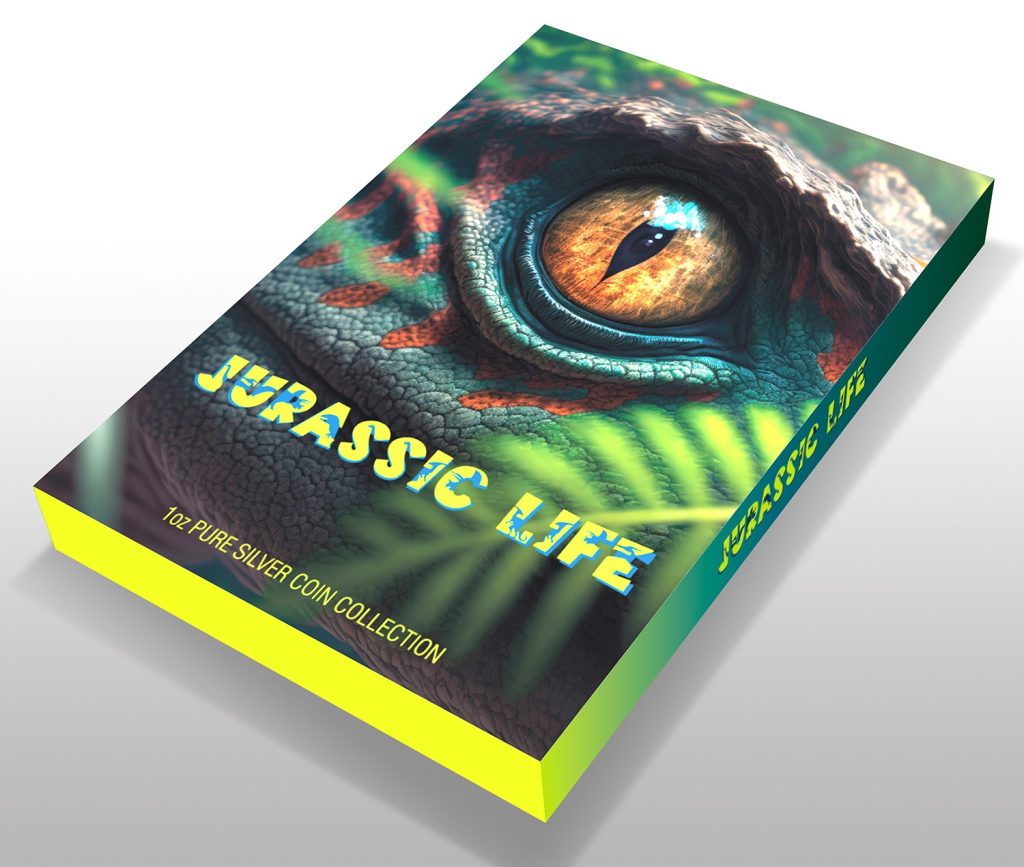Velociraptor UHR Antiqued 2026 - Jurassic Life Dinosaurs - Liberia 1oz pure silver coin
