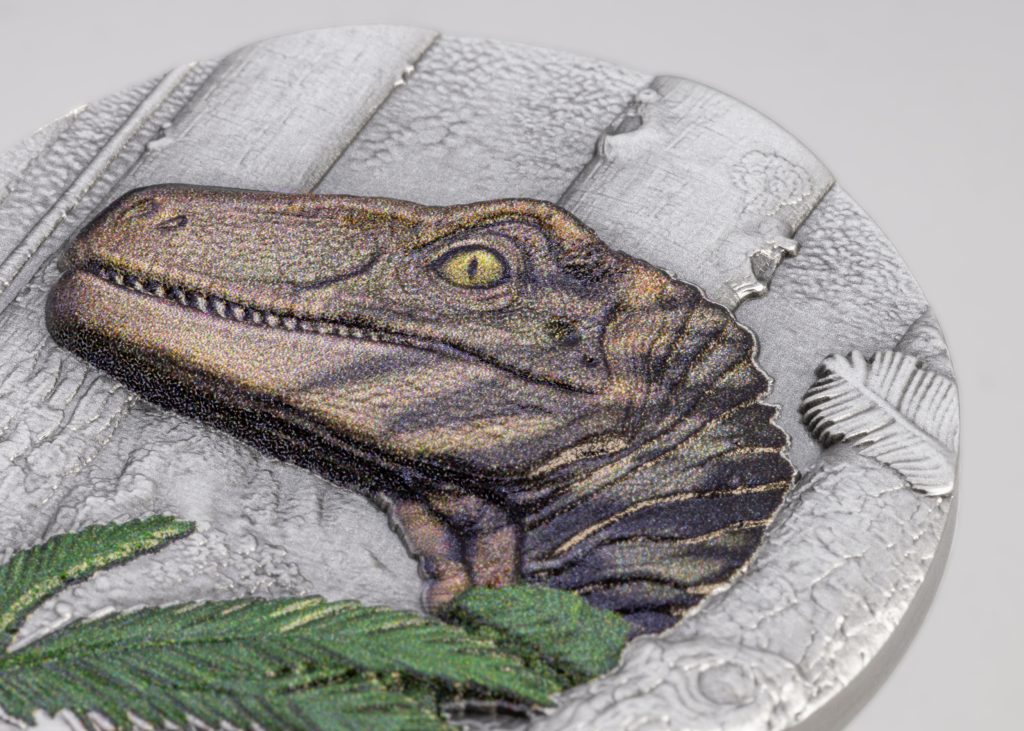 Velociraptor UHR Antiqued 2026 - Jurassic Life Dinosaurs - Liberia 1oz pure silver coin