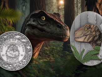 Velociraptor UHR Antiqued 2026 - Jurassic Life Dinosaurs - Liberia 1oz pure silver coin