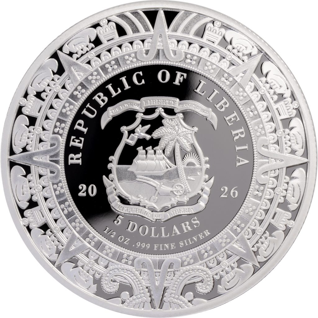 Huitzilopochtli - Aztec Heritage series - Liberia 2026 PROOF 1/2oz silver coin