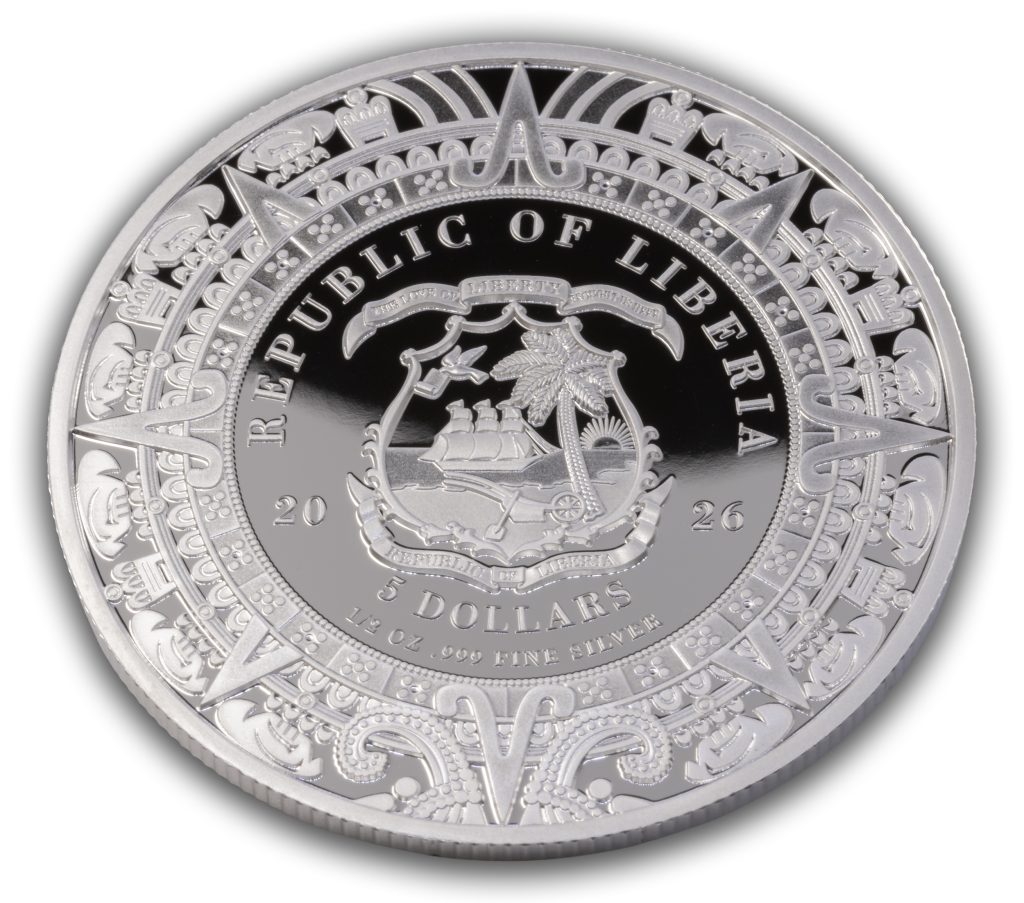Huitzilopochtli - Aztec Heritage series - Liberia 2026 PROOF 1/2oz silver coin