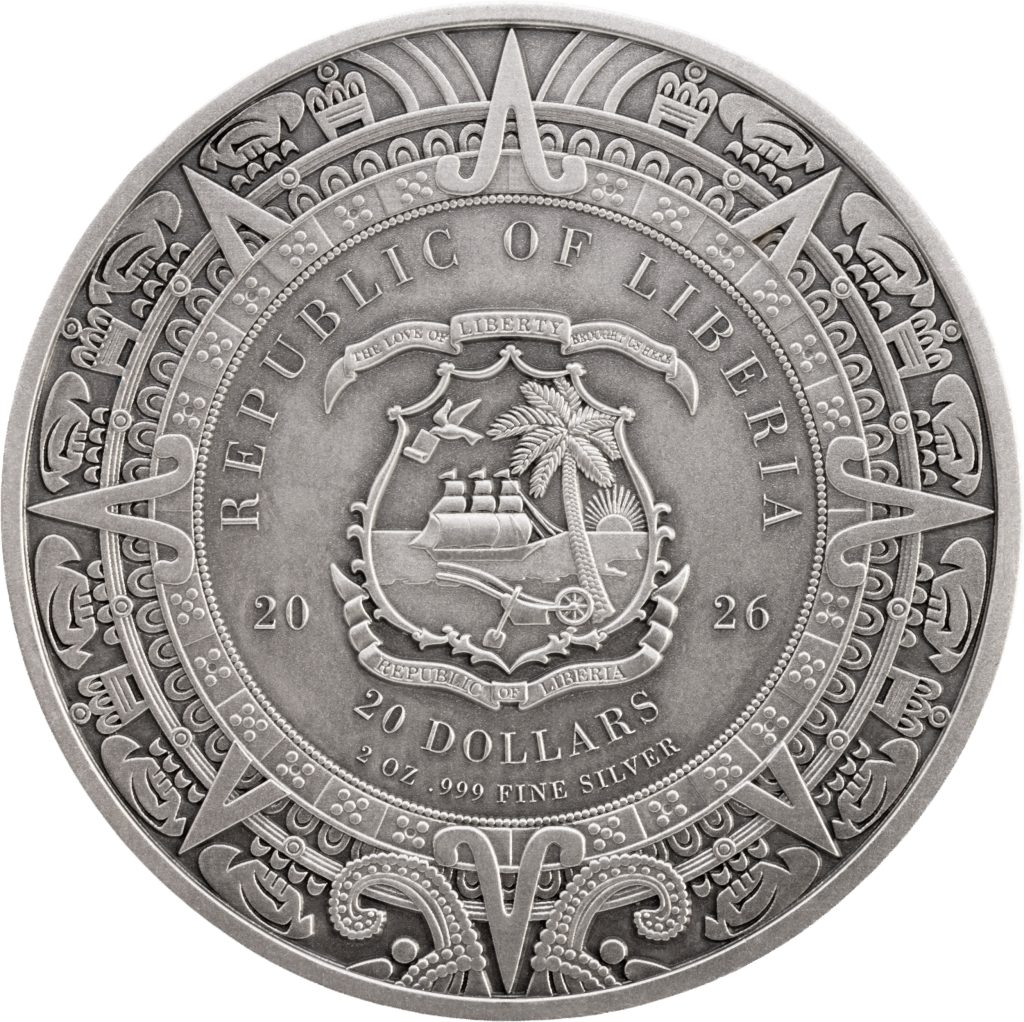 Xipe Totec 2oz UHR - Aztec Heritage series - Liberia 2026 PROOF 1/2oz silver coin