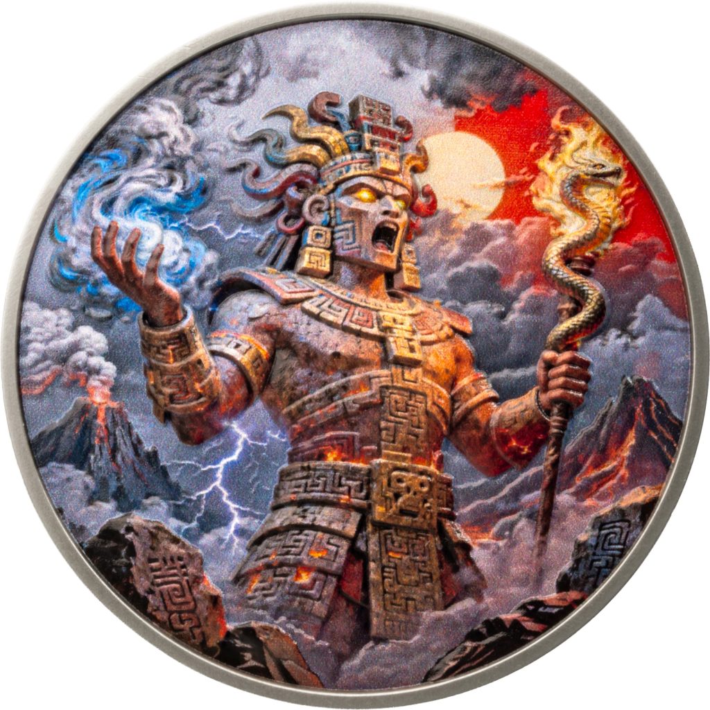 Xiuhtecuhtli 2oz UHR - Aztec Heritage series - Liberia 2026 Antiqued 2 oz silver coin