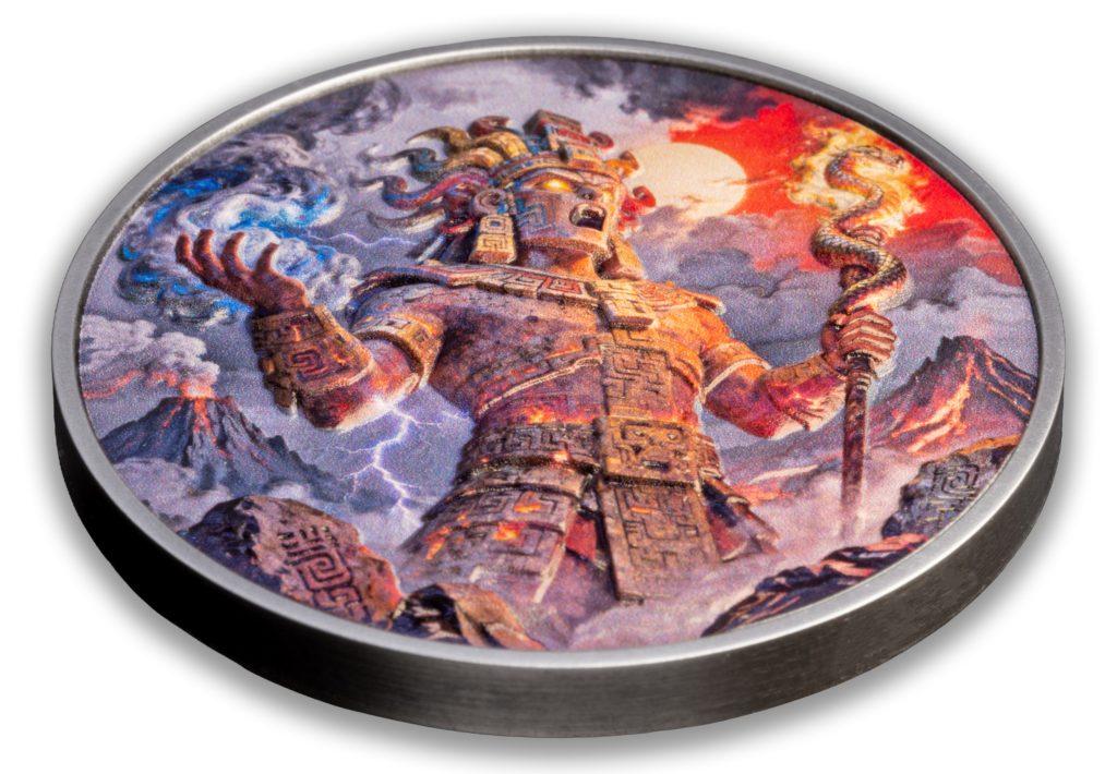 Xiuhtecuhtli 2oz UHR - Aztec Heritage series - Liberia 2026 Antiqued 2 oz silver coin