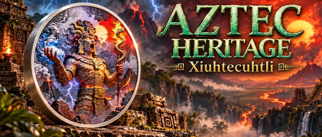 Xiuhtecuhtli 2oz UHR - Aztec Heritage series - Liberia 2026 Antiqued 2 oz silver coin