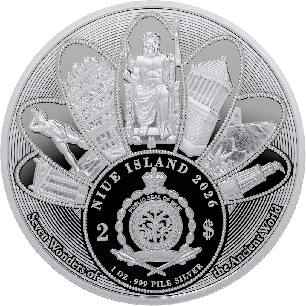 Statue of Zeus at Olympia - 7 Wonders of the Ancient World series - Niue 2026 1oz Silver Proof coin