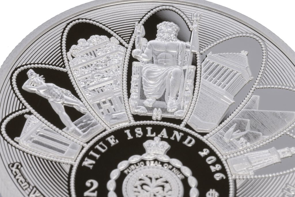 Statue of Zeus at Olympia - 7 Wonders of the Ancient World series - Niue 2026 1oz Silver Proof coin